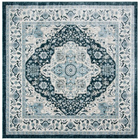 Safavieh 6 ft. 7 in. x 6 ft. 7 in. SquarePower Loomed Isabella Square Rug; Navy &Creme ISA936N-7SQ